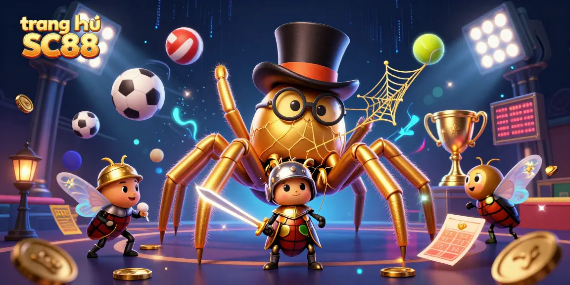 Engage in thrilling gameplay at trang chủ SC88 with a vibrant casino-themed illustration showcasing lively characters.