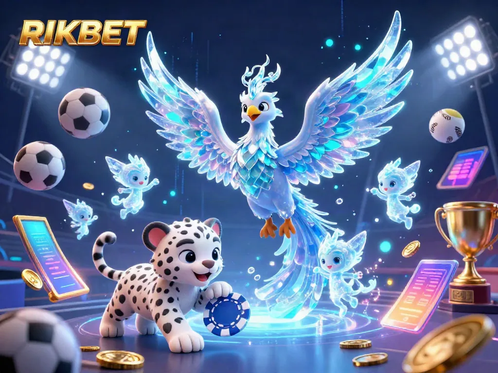 Engage in vibrant gaming action with RIKBET, highlighting a magical scene of an ice phoenix and captivating games.