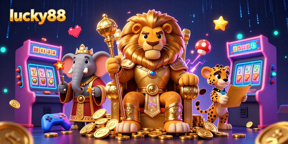 Experience the excitement of lucky88 casino games featuring a lion king, wise elephant, and a cheetah messenger.