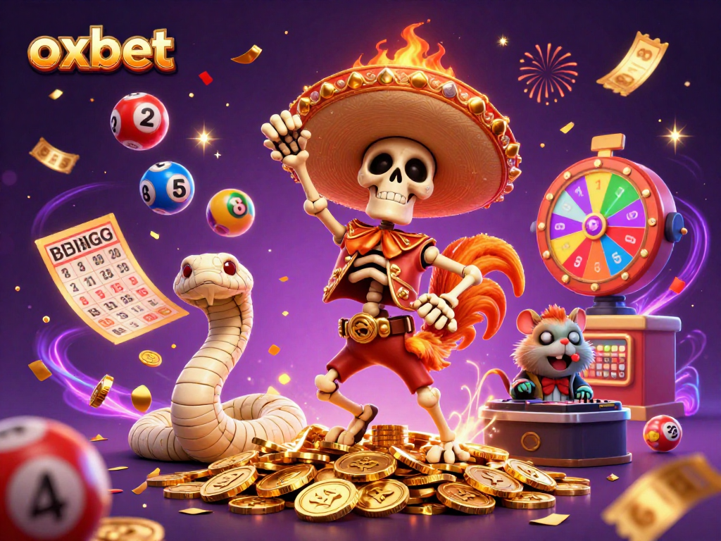 Celebrate jackpots at OXBET with vibrant characters and dynamic casino elements.
