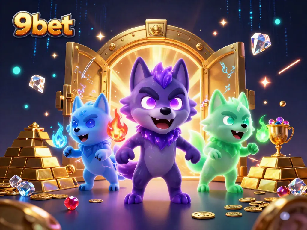 Experience thrilling gameplay at 9bet with glowing spectral wolves and a treasure vault!