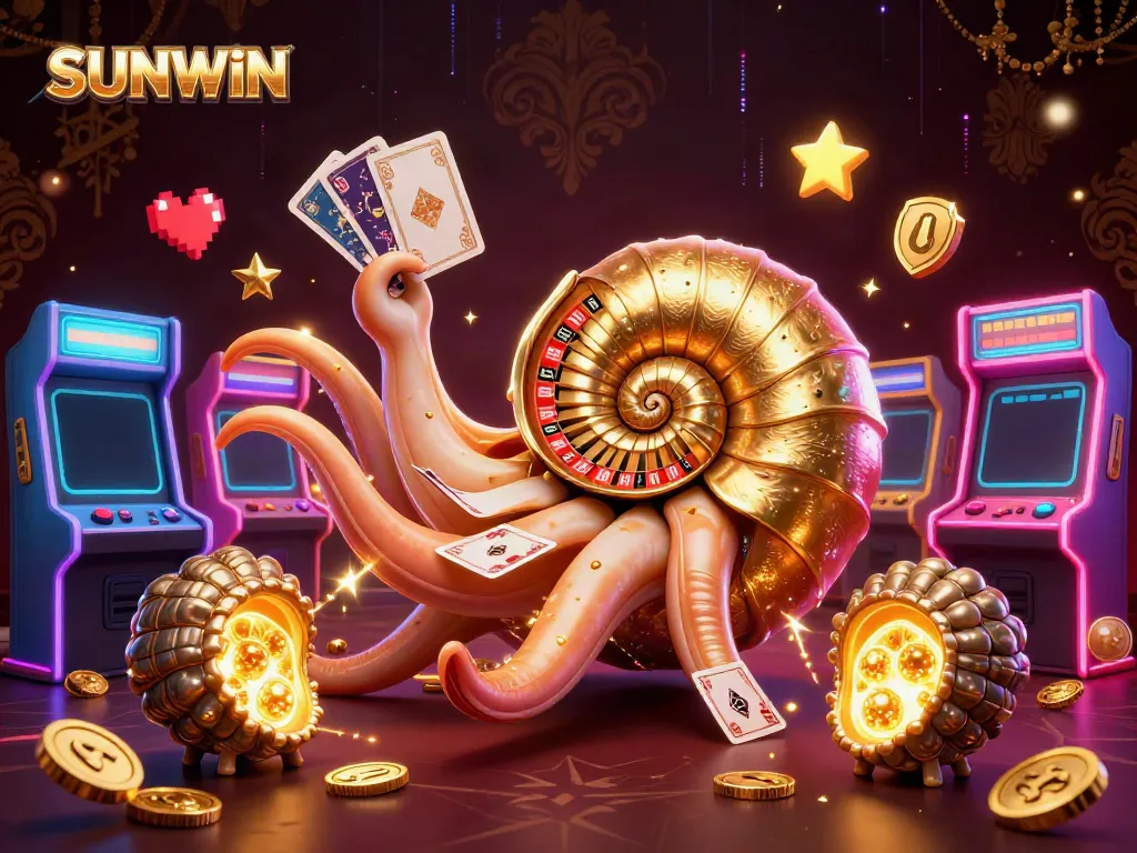 Experience exciting gameplay action with SUNWIN while navigating colorful casino elements and characters.