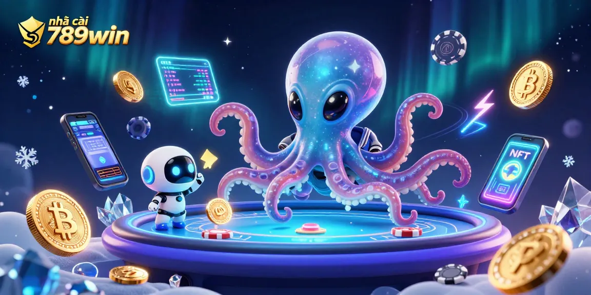 Engage with nhà cái 789win while exploring an exciting 3D cartoon alien octopus casino scene.