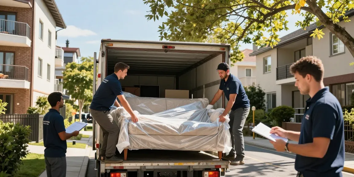 Umzugsunternehmen Speyer bei der professionellen Möbelmontage in einer Nachbarschaft.