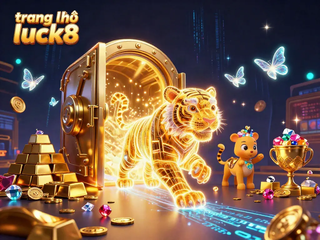 Experience thrilling gameplay with the dynamic scene of trang chủ luck8 featuring a golden tiger in a digital casino setting.